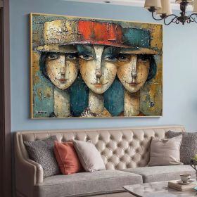 Abstract Elegant Women Oil Painting on Canvas Large Wall Art Original Textured Figure Painting Modern Bedroom Wall Decor Picasso Artwork (style: 01, size: 60x90cm)