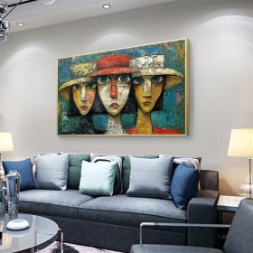 Abstract Beautiful Girls Oil Painting on Canvas Large Wall Art Original Textured Figure Painting Picasso Artwork Home Decor Handmade Gift (style: 01, size: 60x90cm)