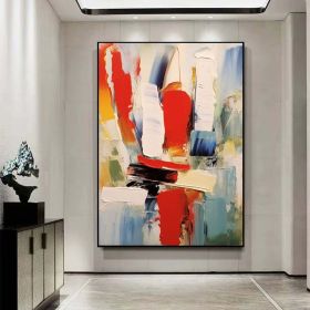 Handmade Oil Painting Red Orange Large Painting Palette Knife Painting Colors Abstract Wall Art Modern Abstract Canvas Large Canvas Art Acrylic C (style: 01, size: 50x70cm)