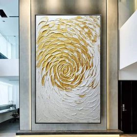 Hand Painted Abstract Oil Painting Gold White Cyclone Textured Wall Art Abstract Art On Canvas Living Room Fedex Shipping Cost (style: 01, size: 50x70cm)
