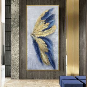Hand Painted Leaf Oil Painting Wall Decoration Modern Abstract Painting On Canvas  Wall Art Large Colorful Leaf Oil Painting For Home Decor (style: 01, size: 40x80cm)