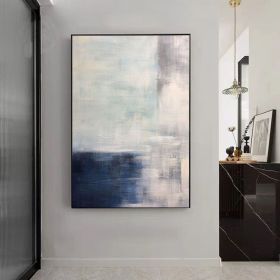 Handmade Oil Painting Blue Grey Abstract Painting Minimal Acrylic Simple Gray On Canvas Art Blue Wall Art For Minimalist Decor For Home Decor (style: 01, size: 70x100cm)