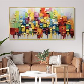 Handmade Oil Painting Abstract Urban Architecture Oil On Canvas Modern Texture Art Impasto Colorful Creative Home Wall Deco Palette Knife Paintin (style: 01, size: 120x240cm)