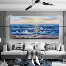 original oil painting paintings on canvas Sunlight Seascape painting Nature oil painting Living room painting wall art gifts (style: 01, size: 70x140cm)