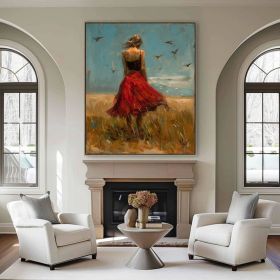Modern wall art Abstract Lady Framed Woman painting Woman Canvas Art Original colourful Wall Art Girls seeking freedom wall art Unique gift (style: 01, size: 140x210cm)