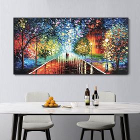 Handmade Oil Painting Colorful Abstract Art On Canvas Figure Painting Contemporary Art Night Rain Street Painting Wall Art For Home Decor (style: 01, size: 120x240cm)