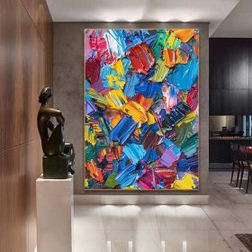 Handmade Oil Painting Knife Colorful Abstract Painting Large Original Texture On Canvas Wall Art For Home Decor Heavy Textured Oil Painting Color (style: 01, size: 140x210cm)