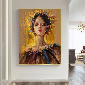 Hand Painted Colorful Abstract Woman Portrait Oil Painting On Canvas Original Textured Painting Modern Gold Wall Art Living Room Wall Decor Perso (style: 01, size: 140x210cm)