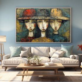 Hand Painted Abstract Cartoon Characters Oil Painting On Canvas Original Portraits Wall Art Colorful Figure Painting Large Living Room Wall Art D (style: 01, size: 90x60cm)