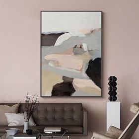 Handmade Oil Painting Modern Abstract Painting Geometric Scenery Painting Grey Mountain Acrylic Painting Brown Pink Canvas Painting Extra Large W (style: 01, size: 50x70cm)