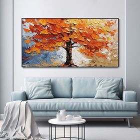 Handmade Oil Painting Autumn Tree Painting On Canvas Richly Textured Autumn Leaves Canvas Wall Art Impressionist Maple Tree Autumn Wall Decor Bed (style: 01, size: 210x140cm)