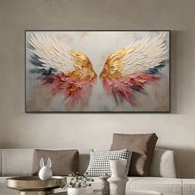 Original Angel Wing Oil Painting On Canvas Large Wall Art Abstract Gold Wing Art Custom Painting Minimalist Home Decor Personalized Gift (style: 01, size: 80x160cm)