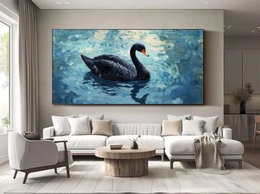 Swan Oil Painting on Canvas Original Minimalist Wall Art Elegant Animal Artwork Large Canvas Wall Art Modern Swan Painting Bedroom Wall Art (style: 01, size: 80x160cm)