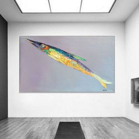 Abstract Canvas Painting Abstract Oil Painting Fish Modern Art Original Painting Extra Large Wall Art Large Abstract Painting (style: 01, size: 50x70cm)