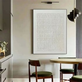 White Minimalist Oli Painting 3D Texture Wall Art White Abstract Painting on Canvas White Wall Art white Textured painting Living Room Wall Art (style: 01, size: 80x120cm)