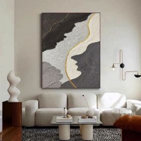 Black white gray minimalist abstract painting on canvas Wabi sabi textured wall art Bedroom wall decor Custom oil painting Wall painting (style: 01, size: 60x90cm)