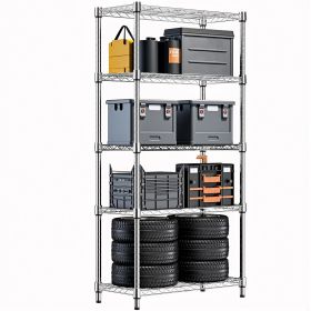 1250 lbs Storage Shelving Utility Shelving Unit 5-Tier Utility Shelving Unit Steel Organizer Wire Rack for Home,Kitchen (Color: Chrome)