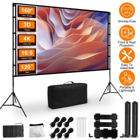 100-120" Portable Projector Screen with Stand, Foldable & Anti-Crease, HD 4K Movie Screen for Outdoor/Indoor Use, Home Theater (size: 100")