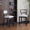 26.5" Counter Stools Set of 2, Upholstered Counter Height Bar Stools with Comfy Back, Solid Rubber Wood Frame, Backrest, Footrest