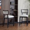 26.5" Counter Stools Set of 2, Upholstered Counter Height Bar Stools with Comfy Back, Solid Rubber Wood Frame, Backrest, Footrest