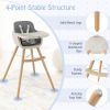 3-in-1 Convertible Wooden High Chair with Cushion