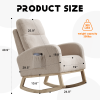 Modern Accent Rocking Chair Rocking Chair with Solid Wood Legs, Upholstered Nursery Glider Rocker, Comfy Armchair with Side Pocket